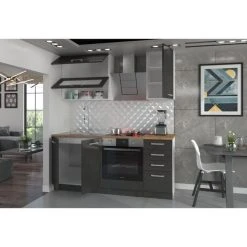 CSTORE LASSEN - Cuisine Complète L 180 Cm Avec Meuble Four Et Plans De Trava... -Pegane Shop lassen cuisine complete l 180 cm avec meuble four et plans de travail gris matera 10635428 27673242 1140x1140