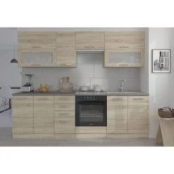 SANS MARQUE LASSEN Cuisine Complete L 260 Cm - Décor Chene Clair Sonoma
