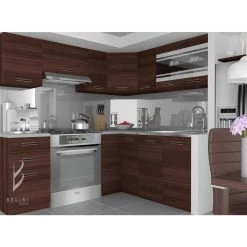 Hucoco LEANA - Cuisine Complète D'angle + Modulaire L 360 Cm 9 Pcs - Plan D...