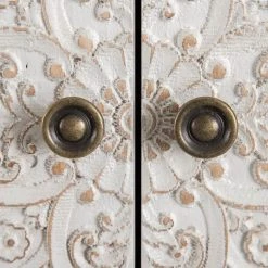 Altobuy LOREA - Table D'Appoint 2 Portes 2 Tiroirs Bois Naturel Et Blanc -Pegane Shop lorea table dappoint 2 portes 2 tiroirs bois naturel et blanc 11487252 30037262 1140x1140