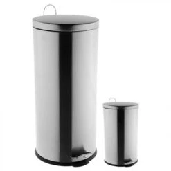 Pp No Name Lot De 2 Poubelles Métal Dust 30L Argent