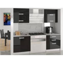 Hucoco MELIOR - Cuisine Complète Modulaire Linéaire L 120cm 4 Pcs - Plan De...