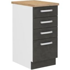 CSTORE Meuble Bas 4 Tiroirs Avec Plan De Travail - Gris Mat - L 40 X P 51,6 X...