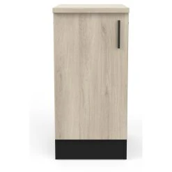 Pegane Meuble Bas De Cuisine 1 Porte Coloris Chêne Kronberg, Noir Mat - Long...