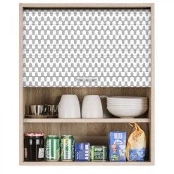 Simmob Meuble Cuisine Chêne 60x72 Face Imprimée - Coloris Rideau: Vagues Gr... -Pegane Shop meuble cuisine chene 60x72 face imprimee coloris rideau vagues grises 810 8351255 21204793 1140x1140