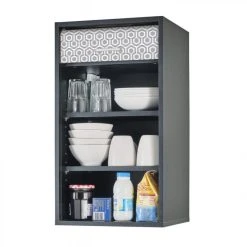 Simmob Meuble Cuisine Noir 40x72 Face Imprimée - Coloris Rideau: Hexagones G... -Pegane Shop meuble cuisine noir 40x72 face imprimee coloris rideau hexagones gris 521 8351195 21204545 1140x1140