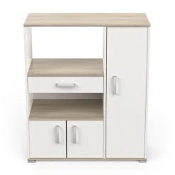 Pegane Meuble De Cuisine 3 Portes + 1 Tiroir Coloris Chêne Kronberg, Blanc M...