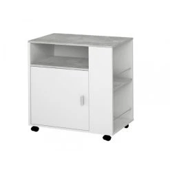 Pegane Meuble De Cuisine Coloris Blanc / Gris Béton - Hauteur 84 X Longueur ...