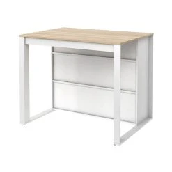 Vente-unique Ilot Central De Cuisine Avec 7 Niches - Blanc Et Naturel - OPOLE -Pegane Shop meuble de cuisine opole 12599452 33784396 1140x1140