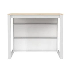 Vente-unique Ilot Central De Cuisine Avec 7 Niches - Blanc Et Naturel - OPOLE -Pegane Shop meuble de cuisine opole 12599452 33784398 1140x1140