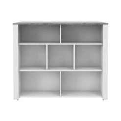 Vente-unique Ilot Central De Cuisine Avec 7 Niches - Blanc Et Béton - OPOLE -Pegane Shop meuble de cuisine opole 12599454 33784404 1140x1140