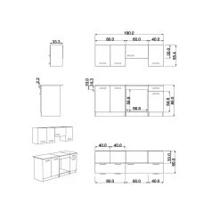 Vente-unique Cuisine Complète TRATTORIA - 180 Cm - 6 éléments De Rangements - Bl... -Pegane Shop meuble de cuisine trattoria 11760172 31026210 1140x1140