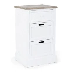 Webmarketpoint Meuble MDF Avec Trois Tiroirs Blanc DOROTEA 47,5x40x H80 Cm