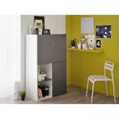 CONCEPT USINE Meuble Multi Fonction 2 Portes Gris - EKO -Pegane Shop meuble multi fonction 2 portes gris eko 10913268 28508986 1140x1140