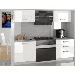 Hucoco MEZZO - Cuisine Complète Modulaire + Linéaire L 120cm 4 Pcs - Plan D...