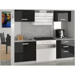 Hucoco MEZZO - Cuisine Complète Modulaire + Linéaire L120 Cm 4 Pcs - Plan D...