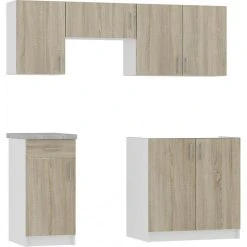 Hucoco NOLA - Cuisine Complète Linéaire + Modulaire 180cm 5 Pcs - Plan De T...