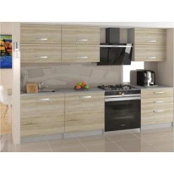 Hucoco NOOK - Cuisine Complète Modulaire Linéaire L 180cm 6 Pcs - Plan De T...