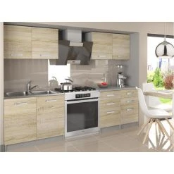 Hucoco ODETTA - Cuisine Complète Modulaire Linéaire L 160 Cm 6 Pcs - Plan D...