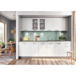 Hucoco ONYX - Cuisine Complète Modulaire + Linéaire L 260cm 8 Pcs - Ensembl...