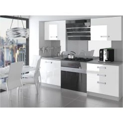 Hucoco OTTAVA - Cuisine Complète Modulaire Linéaire L 120 Cm 4 Pcs - Plan D...