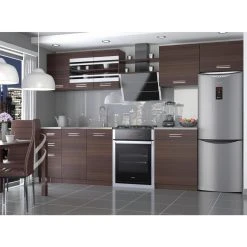 Hucoco PAVANE - Cuisine Complète Modulaire Linéaire L 300/180 Cm 9 Pcs - Pl...