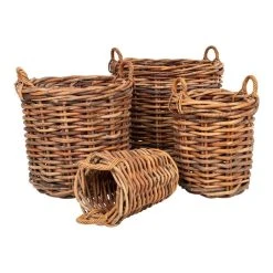 Altobuy PINAS - Lot De 4 Panières En Rotin Naturel Avec Anses