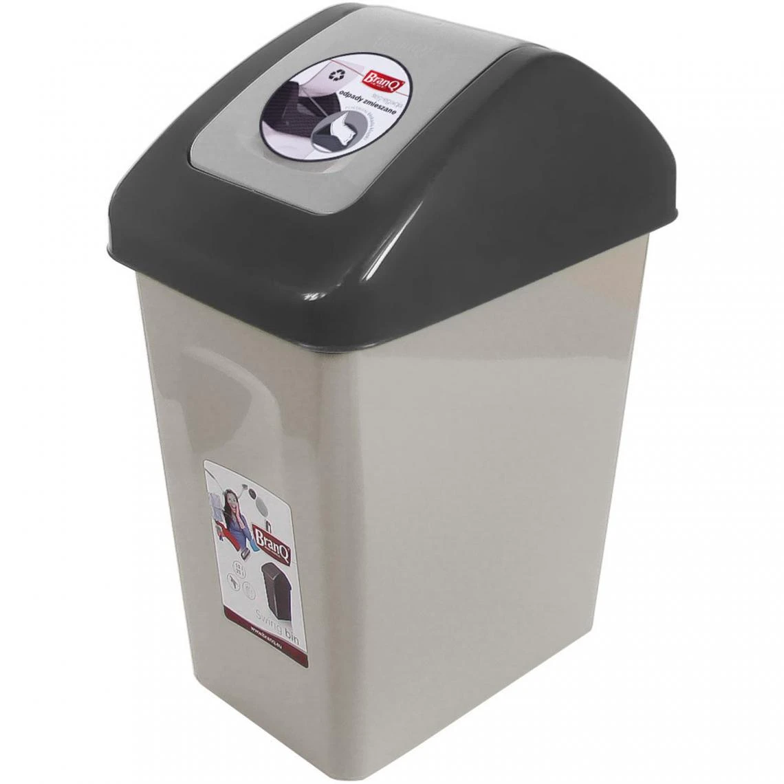 Poubelle 10l Avec Couvercle à Charnière BranQ Grise, Poubelle A Dech... 2 Poubelle 10l Avec Couvercle à Charnière BranQ Grise, Poubelle A Dech... - Image 2