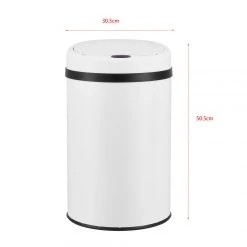 Poubelle à Capteur Acier Inox 30 Litres Blanc [en.casa] -Pegane Shop poubelle a capteur acier inox 30 litres blanc encasa 11325226 29596658 1140x1140