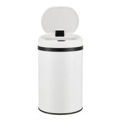 Poubelle à Capteur Acier Inox 30 Litres Blanc [en.casa] -Pegane Shop poubelle a capteur acier inox 30 litres blanc encasa 11325226 29596660 1140x1140