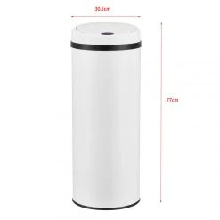 Poubelle à Capteur Acier Inox 47 Litres Blanc [en.casa] -Pegane Shop poubelle a capteur acier inox 47 litres blanc encasa 11325246 29596758 1140x1140