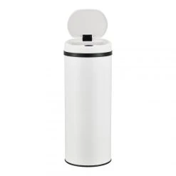 Poubelle à Capteur Acier Inox 47 Litres Blanc [en.casa] -Pegane Shop poubelle a capteur acier inox 47 litres blanc encasa 11325246 29596760 1140x1140