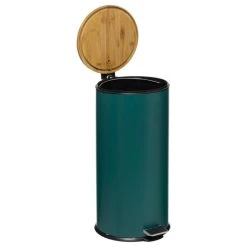 Pegane Shop -Pegane Shop poubelle bam modern 30 litres couvercle bambou atmosphera bleu canard 11778404 31095402 1140x1140