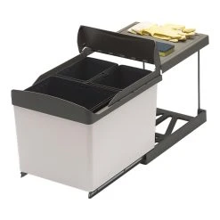 Gollinucci Poubelle Coulissante - 31 L - Nombre De Seaux : 3 - Décor : Gris - Co...