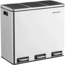 HELLOSHOP26 Poubelle Cuisine De Recyclage3 X 18 Litres Gris Métallisé 12_0000913