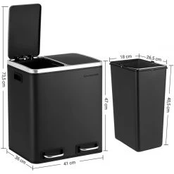 HELLOSHOP26 Poubelle Cuisine En Métal à Double Compartiment 2 X 15 Litres Noir 1... -Pegane Shop poubelle cuisine en metal a double compartiment 2 x 15 litres noir 120000906 11037102 28830198 1140x1140