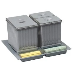 Gollinucci Poubelle De Tiroir - 3 Bacs - 31 L - Contenance : 31 L - Décor : Gris...
