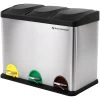 HELLOSHOP26 Poubelle De Tri Cuisine 3 X 15L Gris Métallisé Inox Cuisine Pédale ...