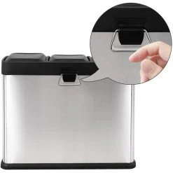HELLOSHOP26 Poubelle De Tri Cuisine 3 X 15L Gris Métallisé Inox Cuisine Pédale ... -Pegane Shop poubelle de tri cuisine 3 x 15l gris metallise inox cuisine pedale 120000926 11037134 28830330 1140x1140