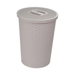 Paris Prix Poubelle Design Couvercle Tressé 10L Taupe