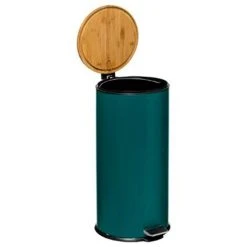 Pp No Name Poubelle En Métal & Bambou Natureo 30L Pétrole -Pegane Shop poubelle en metal et bambou natureo 30l petrole 13610406 37409856 1140x1140