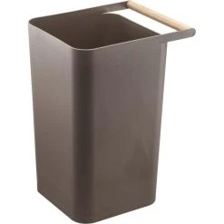 Yamazaki Poubelle En Polypropylène Et Poignée En Bois Como.