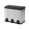 Vente-unique Poubelle De Tri Sélectif à Pédale En Inox - 3 Bacs De 15 L - ODENSE