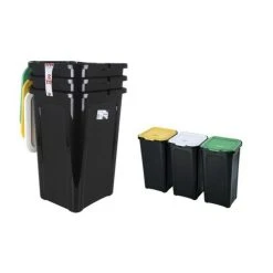 Poubelle Recyclage Tontarelli 44 L Noir (38,5 X 34,5 X 54,5 Cm) (3 Uds...
