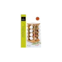 Topdeco Présentoir Tourniquet à 16 Pots épices En Bambou