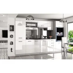 Hucoco PRISMA - Cuisine Complète Linéaire L 300cm 8 Pcs - Plan De Travail I...