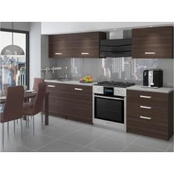 Hucoco QUINCY - Cuisine Complète Modulaire Linéaire L 180 Cm 6 Pcs - Plan D...