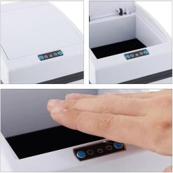 Relaxdays Poubelle Capteur, Couvercle Automatique, Seau Intérieur Ave... -Pegane Shop relaxdays poubelle capteur couvercle automatique seau interieur avec poignee hygienique acier hlp 35 x 15 x 20 cm blanc 13911938 38578776 1140x1140