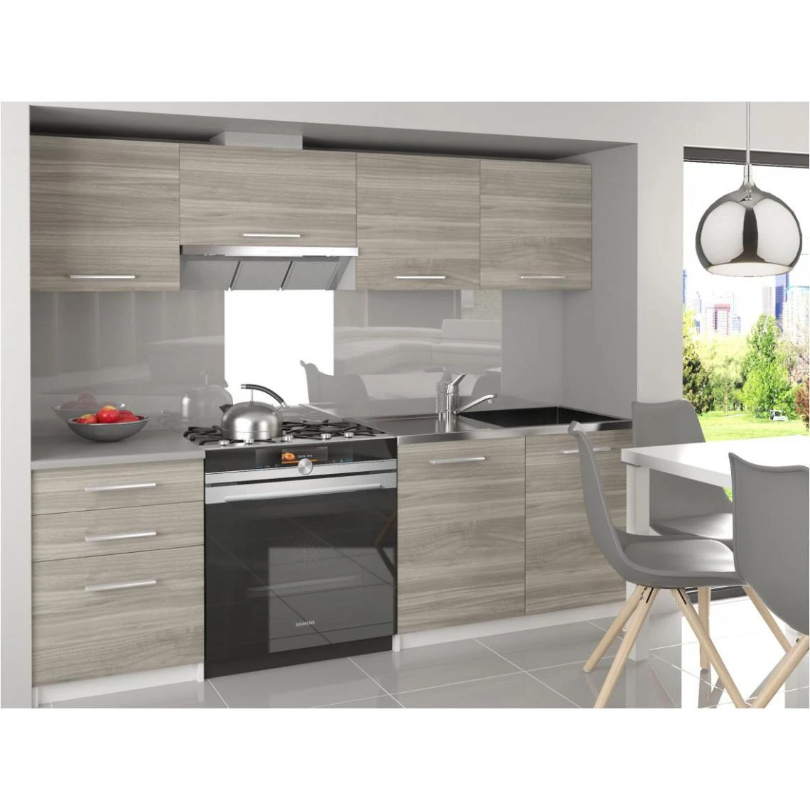 Hucoco SCANDIK - Cuisine Complète Modulaire Linéaire L 180/120 Cm 5 Pcs - P... 1 Hucoco SCANDIK - Cuisine Complète Modulaire Linéaire L 180/120 Cm 5 Pcs - P...