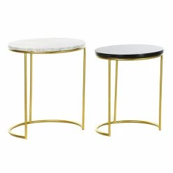 Set De 2 Tables Gigognes DKD Home Decor Doré Métal Marbre (40 X 40 X...
